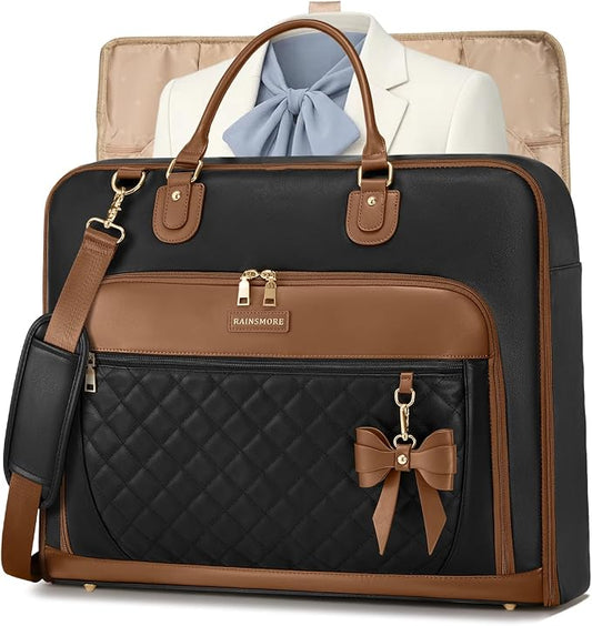 RAINSMORE Garment Bag for Travel Womens Hanging Suit & Dress Travel Bag Foldable Garment Duffle with Pockets & Strap, Carry On Compatible by RAINSMORE