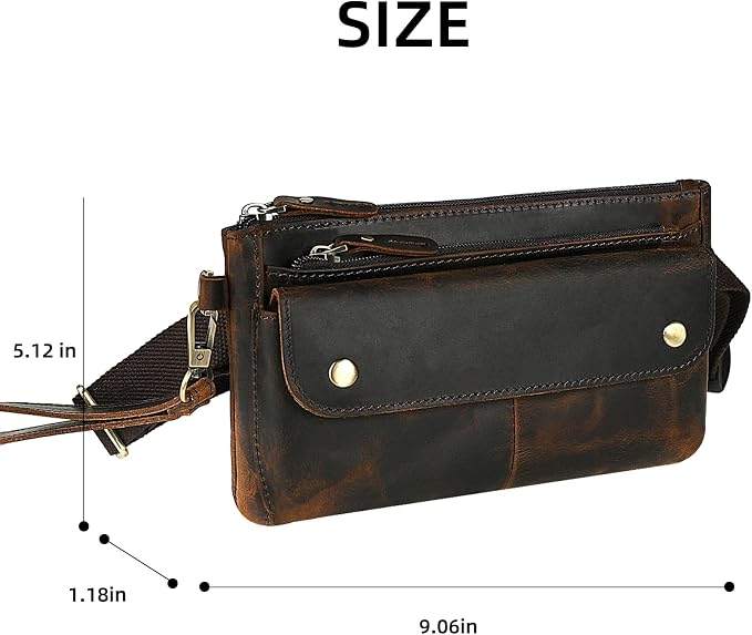 Genuine Leather Hiking Riding Travel Fanny Waist Pack Small Phone Pouch For Men Women FB811-29 (100% Leather-The 8136 Brown) - Image 7