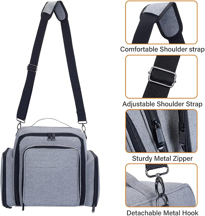 Nail Polish Organizer Case Hold 60 Bottles with 2 Detachable Bag,Grey | Portable Travel Storage Box Designed for Women's Nail Tools, Essential Oils and Cosmetics Sets - Image 5