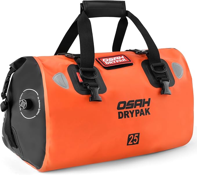 OSAH DRYPAK Waterproof Duffel Bag - Motorcycle Dry Bag Tail Bag with Large Storage Space, Waterproof Luggage Duffle Bags with Outer Mesh Zipper Pocket for Camping, Kayaking, Fishing & Traveling by OSAHDRYPAK