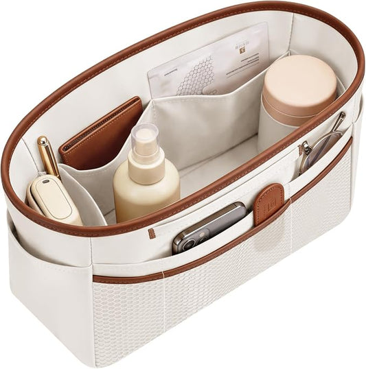 GIVLEFLY Purse Organizer Insert for Tote Bag, 14.5 Inch Satin Bag Organizer, Multi Pocket Handbag Organizer for Everyday Totes by GIVLEFLY
