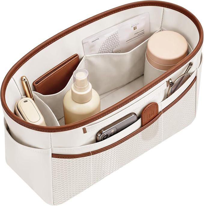 GIVLEFLY Purse Organizer Insert for Tote Bag, 14.5 Inch Satin Bag Organizer, Multi Pocket Handbag Organizer for Everyday Totes by GIVLEFLY