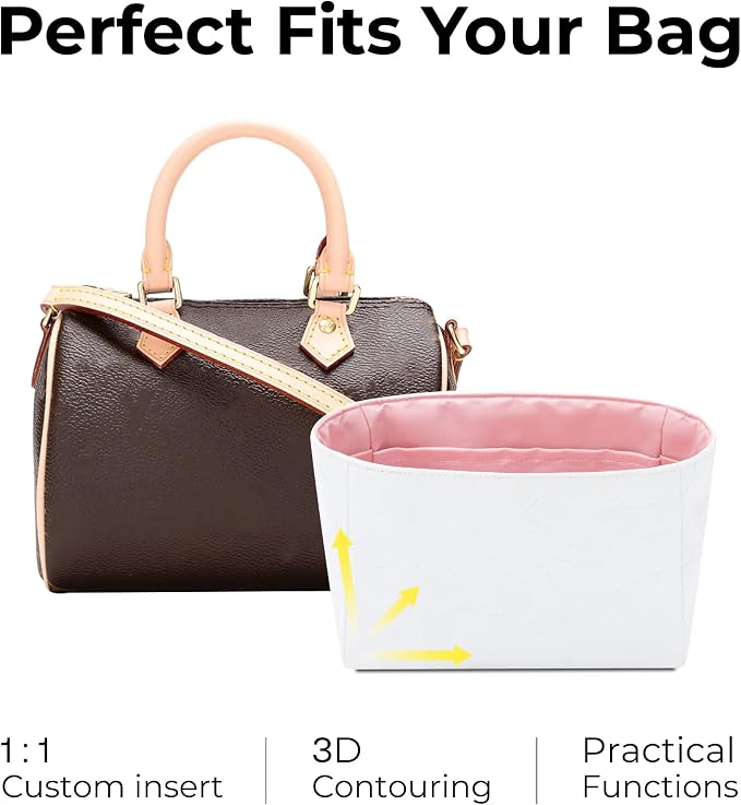 Purse Organizer Insert Compatible with LV Speedy Nano Handbag | Handcrafted DuPont™ Tyvek®, Precision 1:1 Custom Fit, Rose Sakura, Keep Bag Clean & Protected for Travel & Commute - Image 3