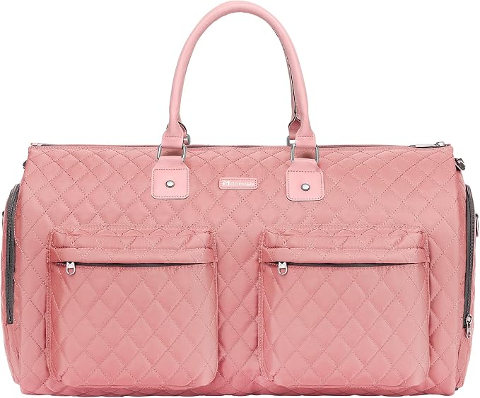 Womens Convertible Garment Bags for Travel, Modoker Waterproof Carry On Garment Bag Garment Duffel Bag - 2 in 1 Hanging Suitcase Suit Travel Luggage Bag, Pink by Modoker