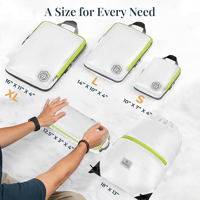 Extra Large Compression Packing Cube 6 Piece Set for Travel and Check Luggage by TRIPPED Travel Gear - Image 3