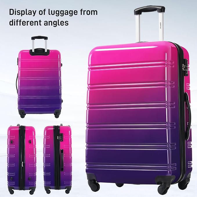 Merax Luggage Sets 3 Piece, Hardside Suitcase with Spinner Wheels,20+24+28 | Lightweight Gradient Color Suitcase with Carry on Luggage, Expandable Convenient Travel,Purple and Pink - Image 7