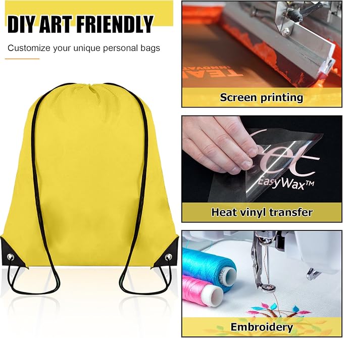 Grneric 60 Pieces Drawstring Backpack Bulk Cinch Sackpack Ployster Drawstring Bags for Gym Party Trip(Yellow) - Image 5