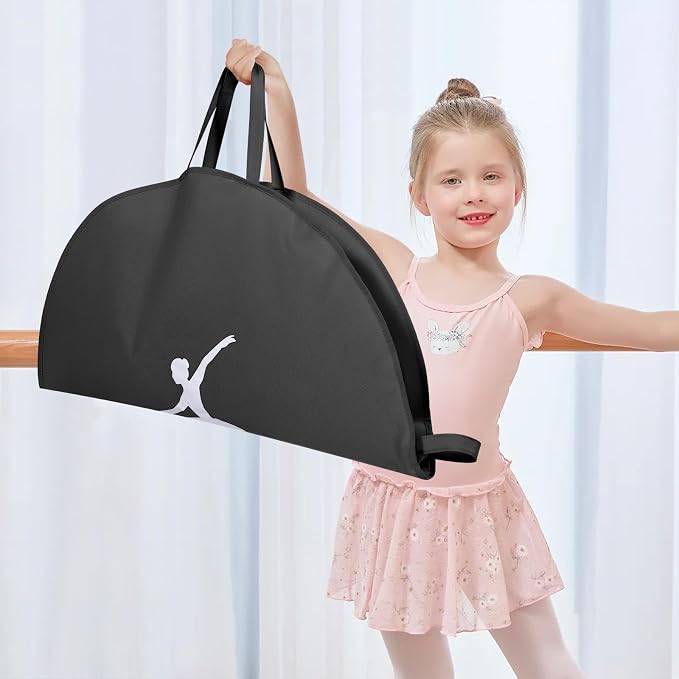 LOVEGRASS Tutu Garment Bag for Kids, 35" Tutu Bag for Hanging Clothes, Pancake Dance Bag for Dance Costume, Round Ballet Bag with 3 Handles for Children Girls, Black - Image 6