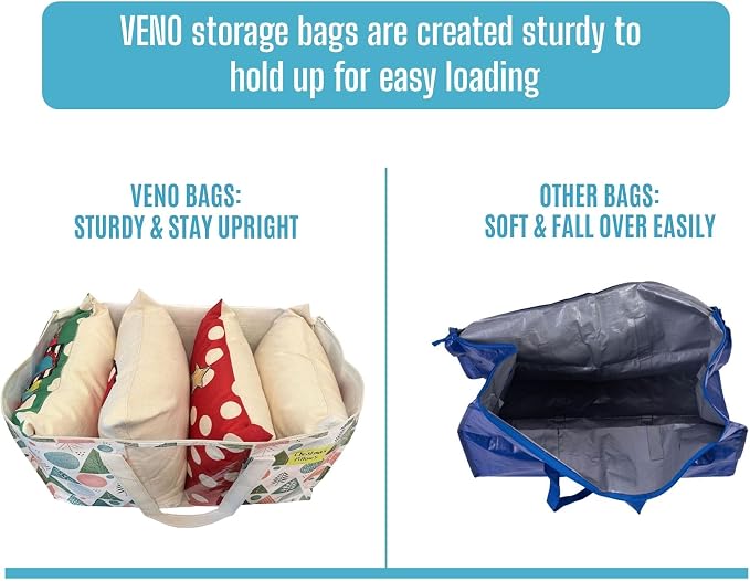 VENO 6 Pack Moving Bags, Large Christmas Storage Bins with lids, Packing Supplies for College, Alternative to Moving Boxes, Foldable, Heavy-Duty Tote, Christmas Pattern (Pastel Forest, 6 Pack) - Image 6