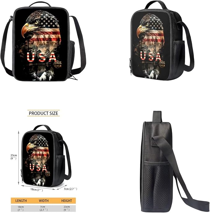 Eagle Backpack for Kids Boys Backpack with Lunch Box Water Bottle Holder and Soft Pencil Case 4PCS Bookbag with Front Pocket for School Teens 17 inch Large Capacity School Bag with Side Pocket - Image 4