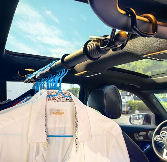Car Travel Clothes Hanger Bar Expandable 36''-60'' (No Assembly Required) | Clothing Rack for Truck SUV Closet Auto-Adaptive Hanging Rod Holds Up to 150 lbs, Road Trip Garment Drying Pole For Vehicles - Image 7