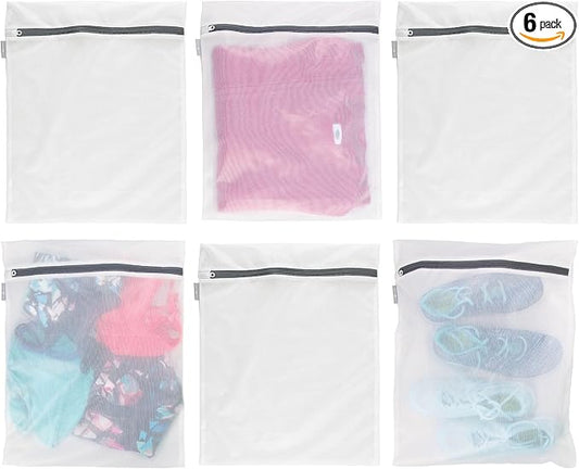 iDesign Large Mesh Laundry Bag for Delicates - Set of 6 - White by iDesign