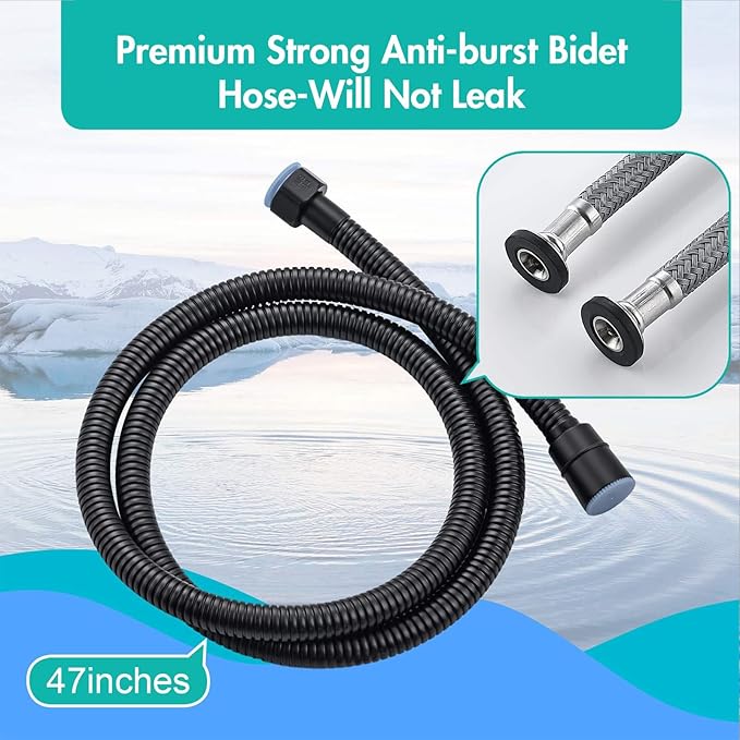 BARROCK Handheld Bidet Sprayer for Toilet, Stainless Steel Metal Made Baby Cloth Diaper Spraying Kit, Bathroom Toilet Bidet Attachment Set for Bathing Pets and Feminine Hygiene, Matte Black