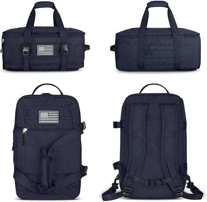Gym Bags for Men Women, Military Travel Duffle Bag Backpack with Shoe Compartment, 3 in 1 Carry on with Wet Pocket, Weekender Overnight Range Backpack for Workout Football Gym, Blue - Image 5