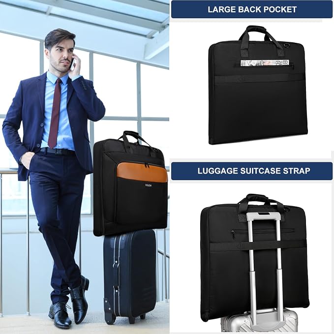 Garment Bag Travel Suit Bag Large 40-Inch Carry on Bag Up to 3 Suits,2 in 1 Hanging Luggage Bags, Fits 15.6Inch Laptop - Image 2