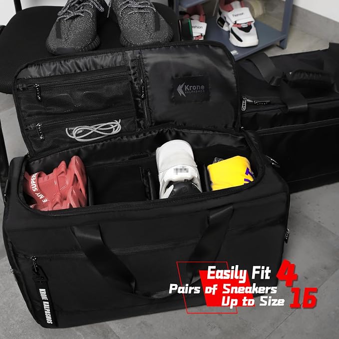 Sneaker Bag for Travel/Sneakerhead gift/Outdoor Sports Bag/Gym Bag /, A Multi-functional Travel Duffel Bag with 3 Adjustable Dividers, & Shoulder Strap,Made of Nylon, by Krone Kalpasmos-classic - Image 6