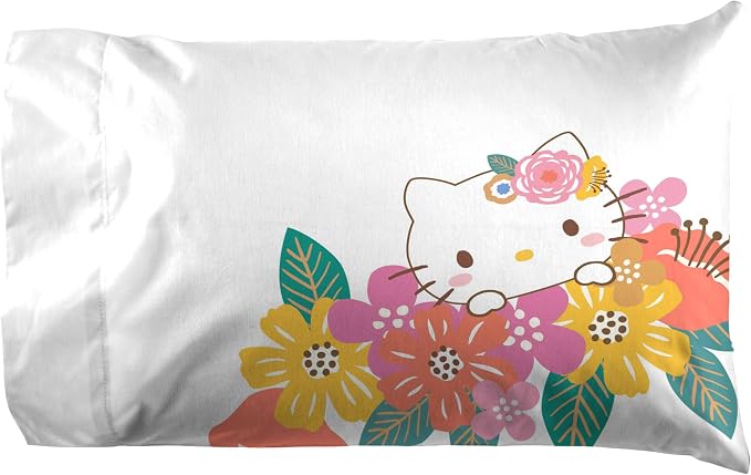 Jay Franco Sheet Set with Fitted, Flat Sheets & Pillow Cover - Ultra-Soft Bedding with Pillowcase for Room Decor, Multi - Hello Kitty, 4 Piece Full - Image 5
