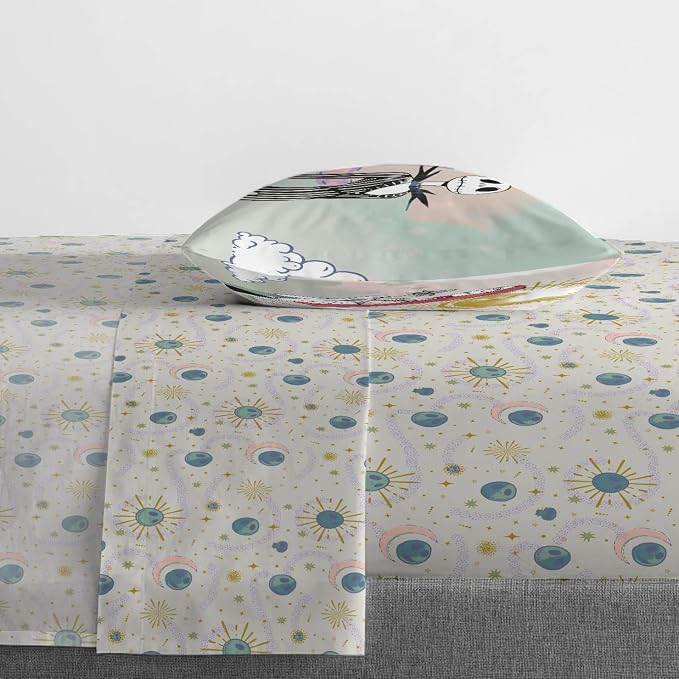 Jay Franco Sheet Set with Fitted, Flat Sheets & Pillow Cover - Ultra-Soft Bedding with Pillowcase for Room Decor, Beige - Nightmare Before Christmas, 3 Piece Twin - Image 6
