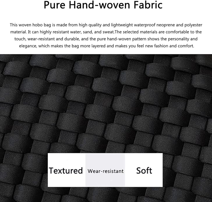 JINMANXUE Woven Hobo Bag For Women Neoprene Tote Bag Large Capacity Handbag Patchwork Handmade Casual Shoulder Bags - Image 8