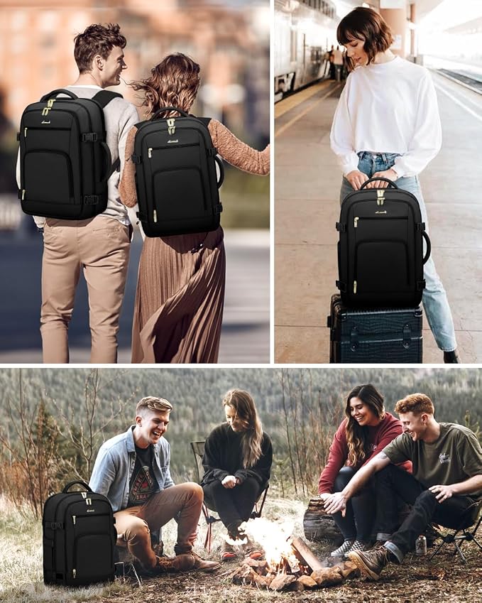 LOVEVOOK Carry On Travel Backpack For Women Flight Approved, 50L Personal Item Backpack Flight Approved, TSA Travel Bag Fit 18 Inch Laptop, Business Weekender Overnight Waterproof Daypack with 3 Cubes - Image 6
