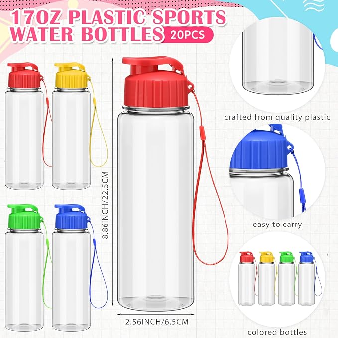 60 Pcs School Supplies Bulk Backpacks Water Bottle Pencil Pouch for Kids Backpack Donate Set for School Students(Round Bottle,Green&blue&orange&fuchsia) - Image 4