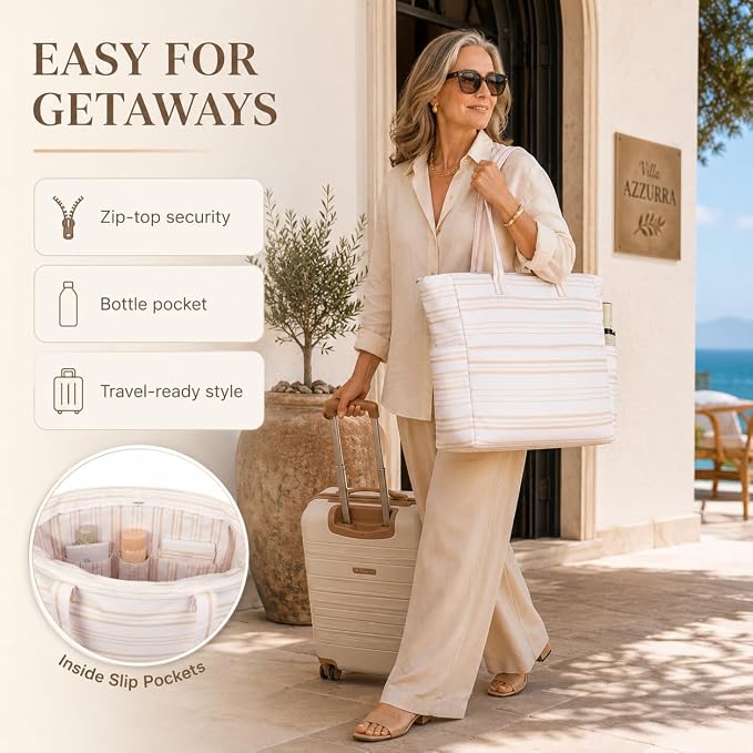 Bluboon Waterproof Beach Tote Pool Bags for Women Ladies Extra Large Carry On Bag With Wet Compartment for Weekender Travel - Image 7