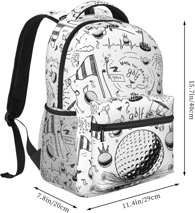 Golf Backpack 16 Inch School Backpacks 3D Print Lightweight Ball Bookbag Casual Sport Daypack Travel Bag for Kids Girls Boys Men Gifts - Image 2