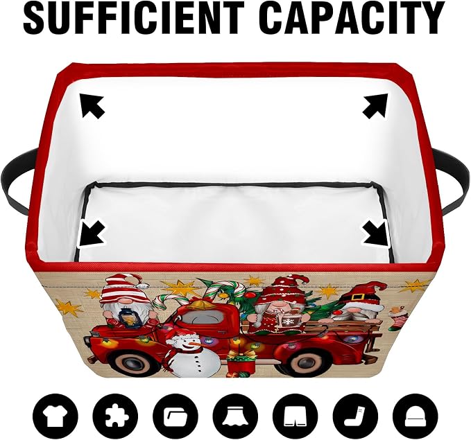 Christmas Baskets - Foldable Fabric Storage Baskets with Handles - Empty Boxes for Gifts and Decoration - Image 5
