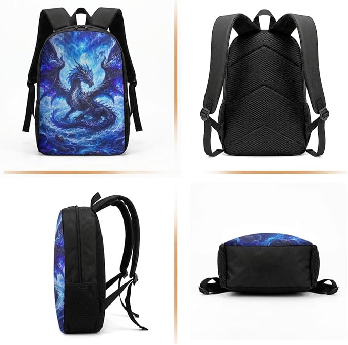 Dragon Backpack with Lunch Box Kids Girls 6-8/8-10 Elementary School Bookbag for 3rd Grade 17in Galaxy Book Bag and Lunchbox 17in Primary Student Back Pack 4PCS Set - Image 2
