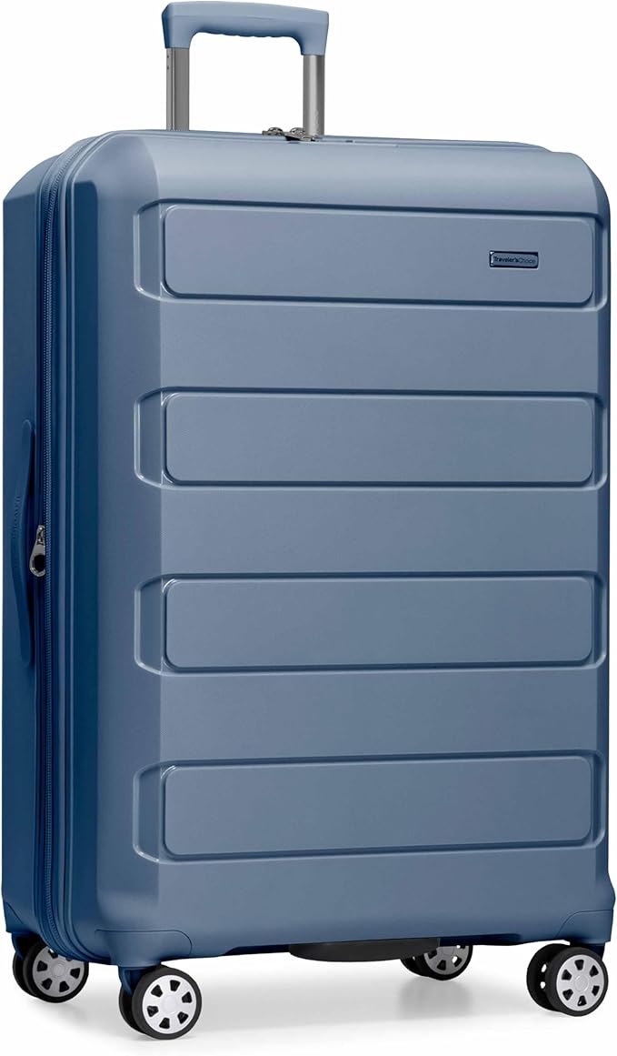 Traveler's Choice Pagosa Hardshell Expandable Luggage with Spinner Wheels, Slate Blue, 30-Inch Large by TravelersChoice