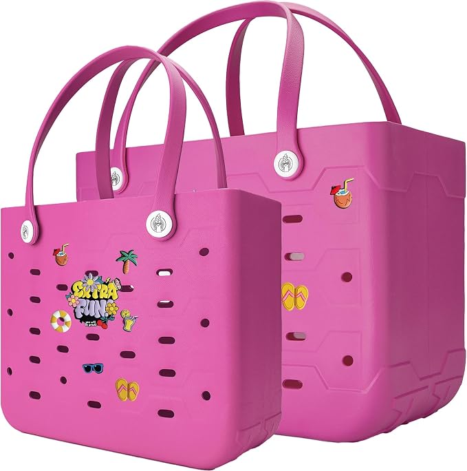 2-Pack Large Beach Bags XL & M Waterproof Tote, Sandproof, Washable- Essentials: Pool, Boat, Sports, Groceries by Unknown
