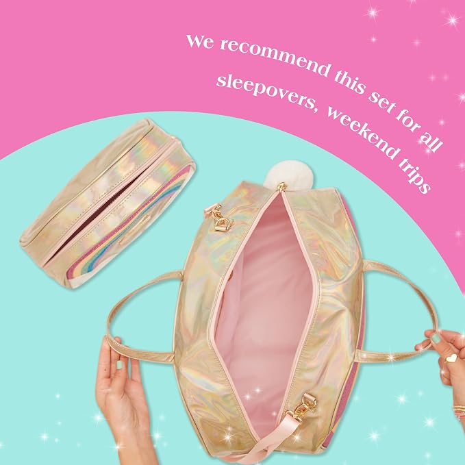 Glimmer Wish Unicorn Rainbow Overnight Bag and Cosmetic Bag for Essentials and Cosmetics, Secure and Organized Travel Bags, Gifts for Teens and Girls - Image 4