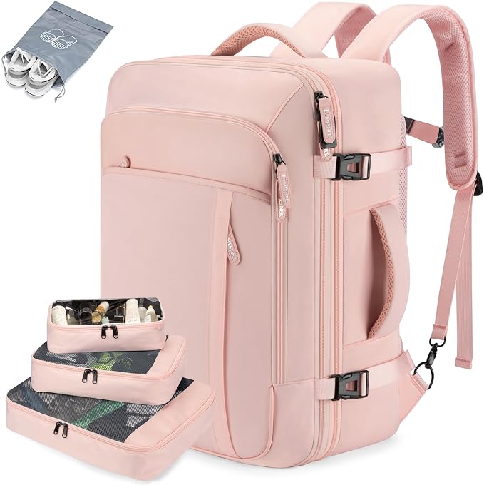 Lumesner 40L Expandable Carry On Travel Backpack with 4 Packing Cubes | Flight Approved, Fits 17 inch Laptop, Water-resistant, Suitcase Backpack, Business Weekender Luggage, Gift for Men & Women by Lumesner