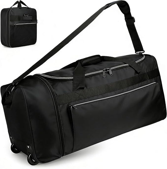 Uarition 130L Foldable Rolling Duffle Bag with Wheels, 34” Extra Large Duffle Bag for Travel, Carry On Luggage Duffel Bag for Traveling/Camping/Moving, Water Resistant, Black by DUFFEL