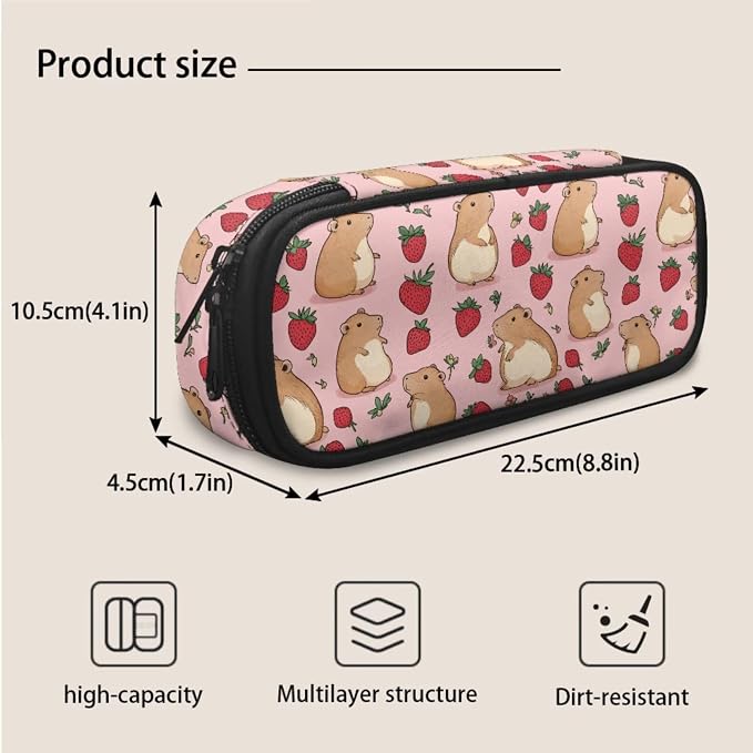 Capybara Backpack with Lunch Box Cute Strawberry Backpack for School Girls 2nd Grade and Lunchbox Pencil Case Large Capacity Kids School Bag Lunch Bag Set, 3-in-1 - Image 6