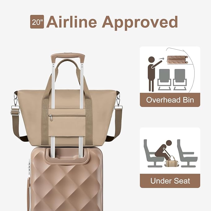 Somago Luggage Sets 20in Carry on Suitcase with TSA Lock YKK Zipper Spinner Wheels ABS Hardside Luggage 3 Piece Weekender Bags Travel Set, Khaki - Image 7