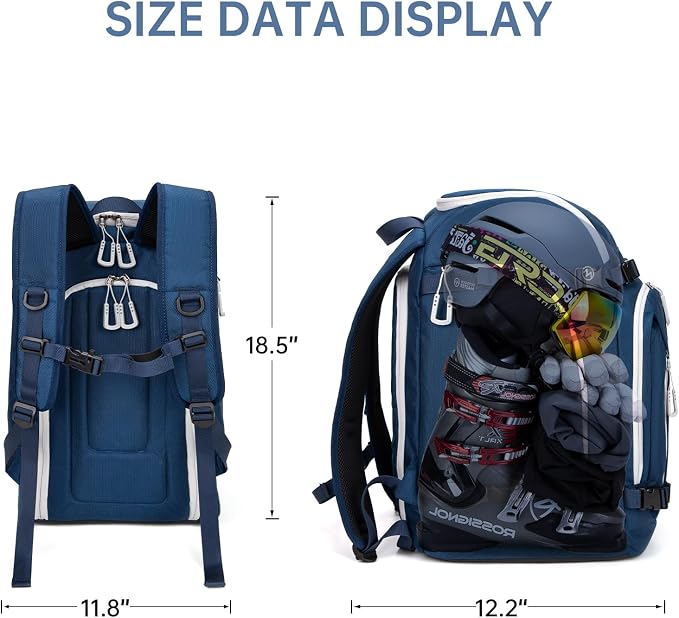 Ski Boot Bag, 50L Ski Boot Travel Backpack for Skis, Snowboard & Accessories, Waterproof Padded Ski Boot Bag Backpack - Image 5