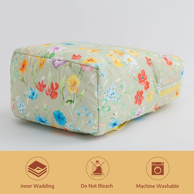 Maison d' Hermine Backpack for Women Men Cotton Shoulder Multipurpose Rucksack with Small Pouch Lightweight Multi Pocket Bag for Travel Work Beach Perfect for Spring Summer (Summer Whisper - Aloe) - Image 7