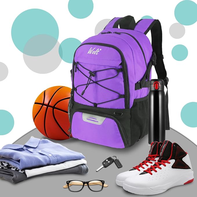 WOLT Basketball Backpack Large Sports Bag with Separate Ball Holder & Shoes Compartment, Best for Basketball, Soccer,Gym - Image 5
