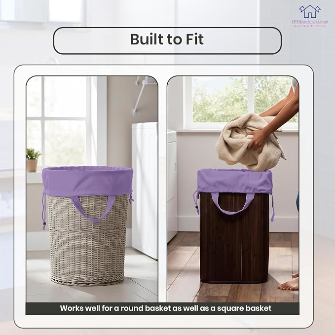 LFH Home Cotton Rich Large Premium Canvas Laundry Bag, Heavy Duty Washable Laundry Hamper with Drawstring & Handles, Multi-Use Clothes Storage for Home, Travel & College 28"x40" (Pack of 2) - Lavender - Image 8