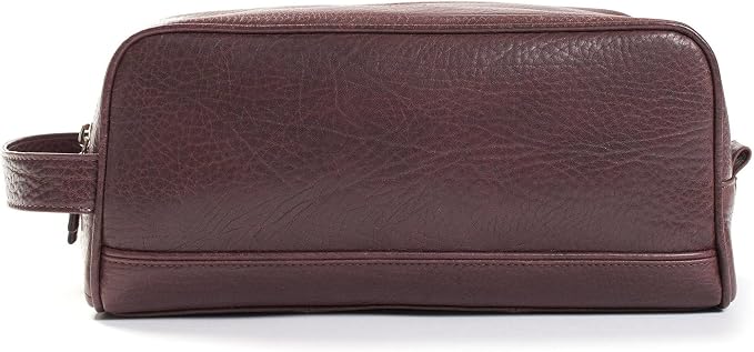 Leatherology Premium Espresso Double Zip Toiletry Bag – Full-Grain Leather Men's Dopp Kit with Dual Compartments, Water-Resistant Lining & Top-Stitched Handle - Image 4