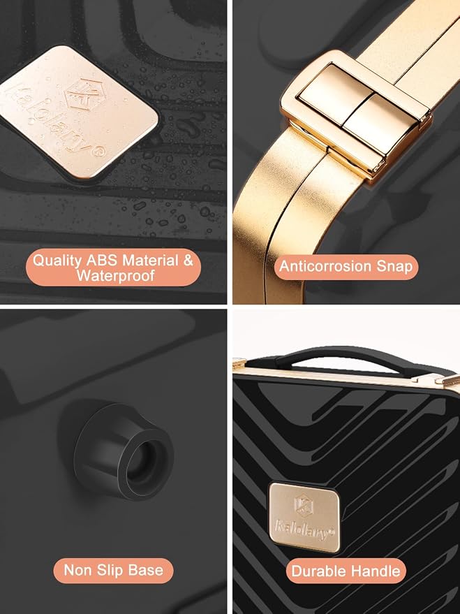 Kalolary Travel Makeup Train Cases with Lighted Mirror 3 Color Setting | Makeup Bag Cosmetic Case Organizer Adjustable Brightness Portable Makeup Storage Box For Makeup Brushes Accessories,Black - Image 3