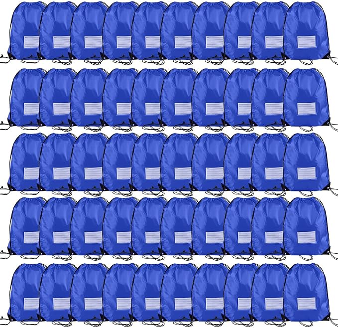 CODOBON 50 Pack Drawstring Bags,Bulk Draw String Backpack, DIY Gym Sports Cinch Bag Sackpack for Women Men, Blue by CODOBON