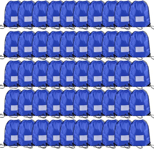 CODOBON 50 Pack Drawstring Bags,Bulk Draw String Backpack, DIY Gym Sports Cinch Bag Sackpack for Women Men, Blue by CODOBON