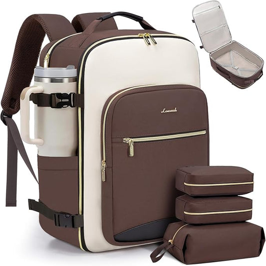 LOVEVOOK 40L Travel Backpack for Women & Men, Airline Approved Carry On Luggage with 3 Packing Cubes, TSA Overnight Bags, Waterproof Personal Item Bag, Weekender Essentials Backpacks fits 17" Laptop by LOVEVOOK