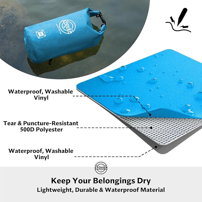 STOVER 5/10/25/30/40L Waterproof Dry Bag, Medium Lightweight Roll Top Dry Bag Backpack w/Waterproof Phone Case, Kayaking, Travel, Hiking, Fishing, Tubing, Camping, the Beach, Men/Women (Blue) - Image 2