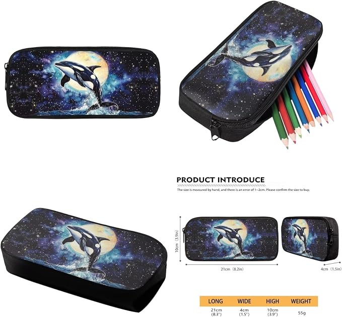 Killer Whale Backpack for School Girls 3rd Grade Preppy Galaxy Kids Bookbag with Lunch Box Set Moon 4 in 1 Primary Back Pack Lunch Bag Pencil Case Book Bags Lunchbox Water Bottle Holder - Image 6