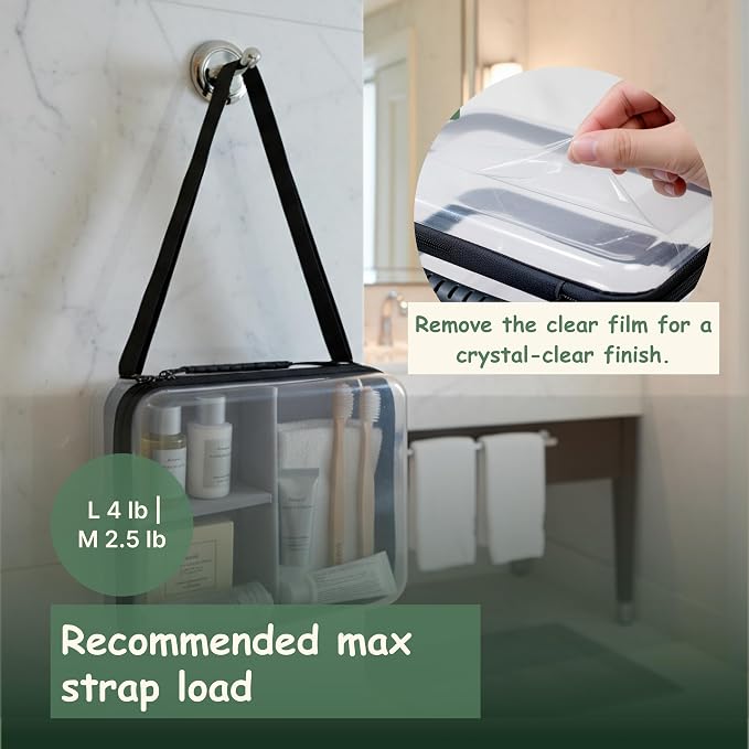 2-Pack Clear Hard Shell Zipper Case Set with Strap, Large & Medium - Image 5