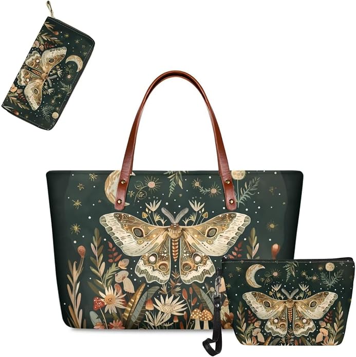 GIFTPUZZ Women Tote Bag Women Wallet Portable Cosmetic Bag for Women Bag Set 3 Pack PU Leather Bags with Zipper - Image 4