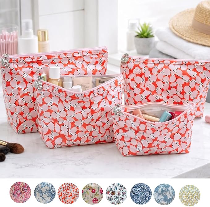 Jacaranda Living Large Cosmetic Bag – Water-Resistant Makeup Bag with PVC-Lined Interior, Easy to Clean Travel Toiletry Bag, Pebble Polka Dot - Image 7
